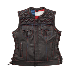 Rosie Women’s Motorcycle Leather Vest Women's Leather Vest First Manufacturing Company Black XS 