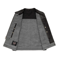 Waxed Hunt Club - Men's Motorcycle Vest (Limited Edition) Grey  First Manufacturing Company   
