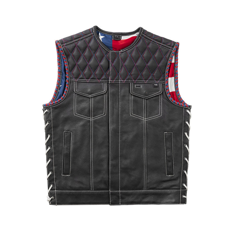Captain - Men's Club Style Leather Motorcycle Vest - Limited Edition Factory Customs First Manufacturing Company S  