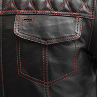 Cinder Men's Cafe Style Leather Jacket Red Men's Leather Jacket First Manufacturing Company   