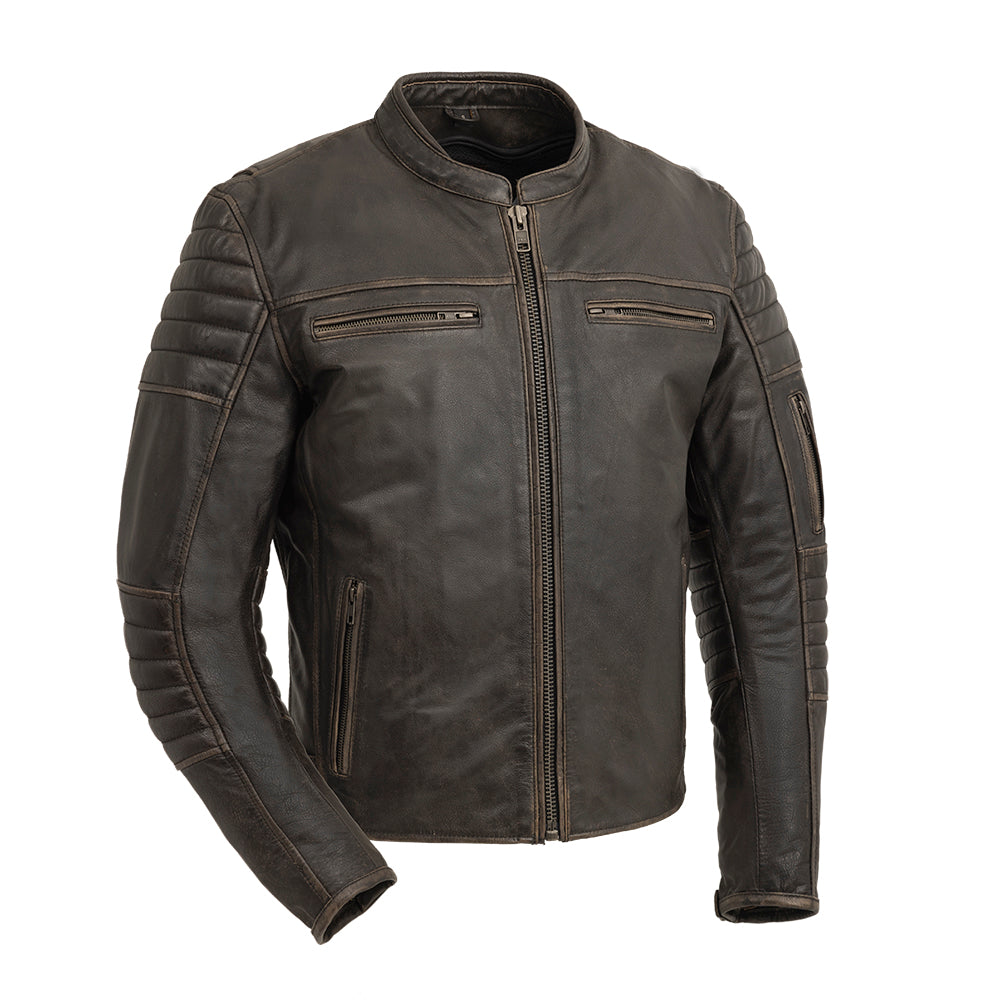 Commuter Men's Motorcycle Leather Jacket Men's Leather Jacket First Manufacturing Company Brown S 