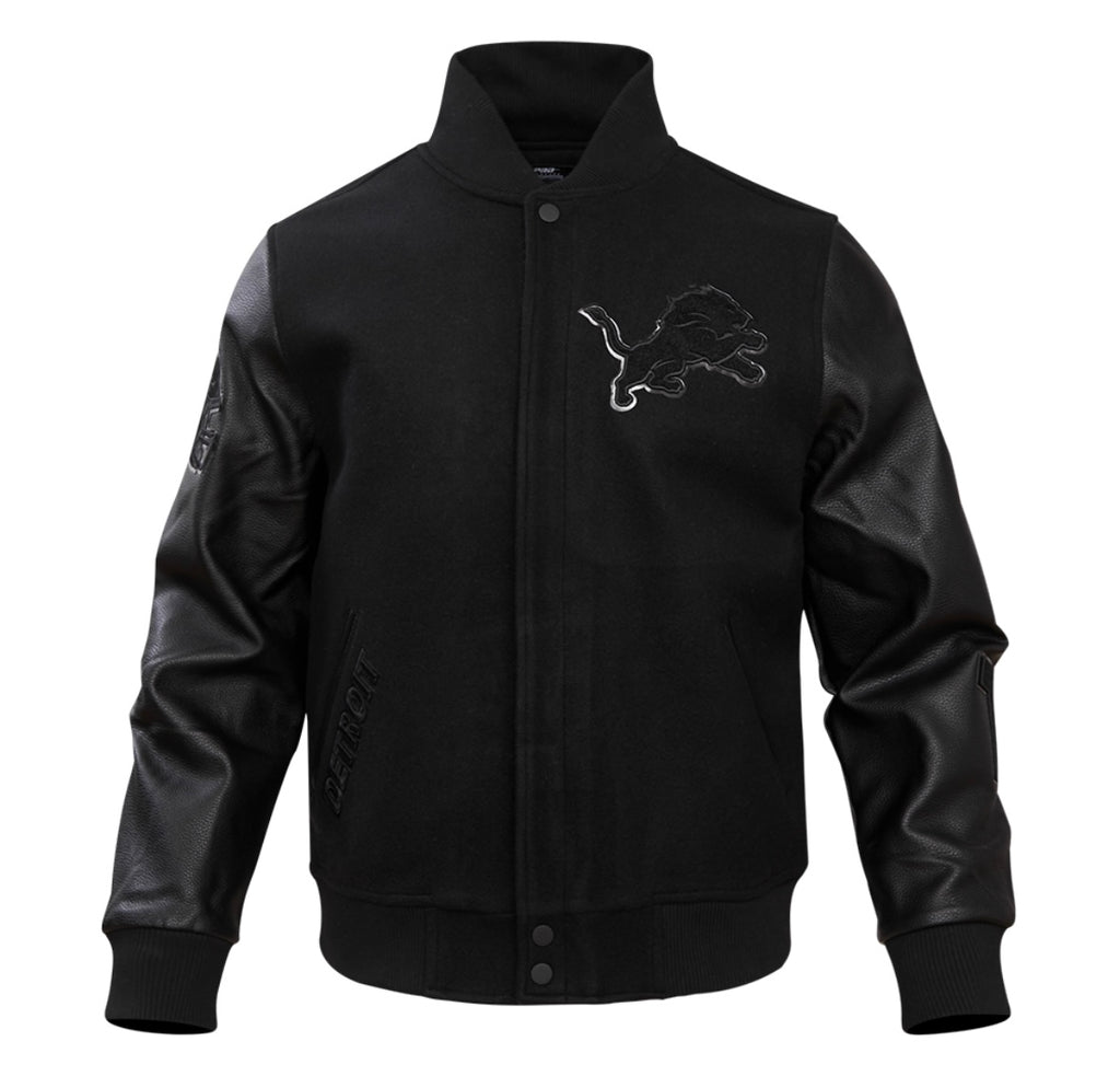 Pro Standard Detroit Lions Varsity Jacket - Black on Black