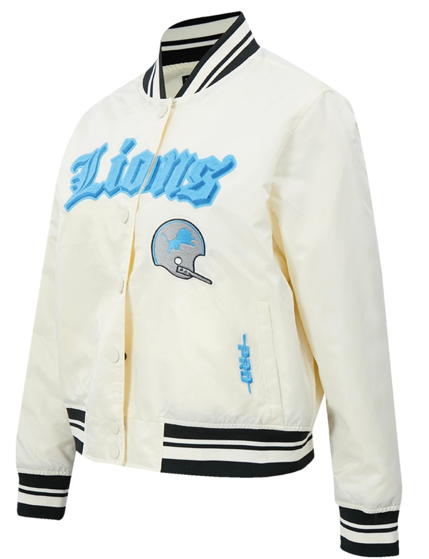 Ladies Pro Standard Detroit Lions Old English Satin Jacket