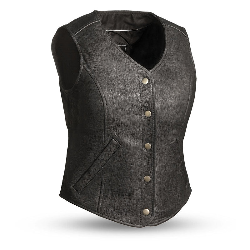 Derringer Women's Motorcycle Leather Vest Women's Leather Vest First Manufacturing Company XS  