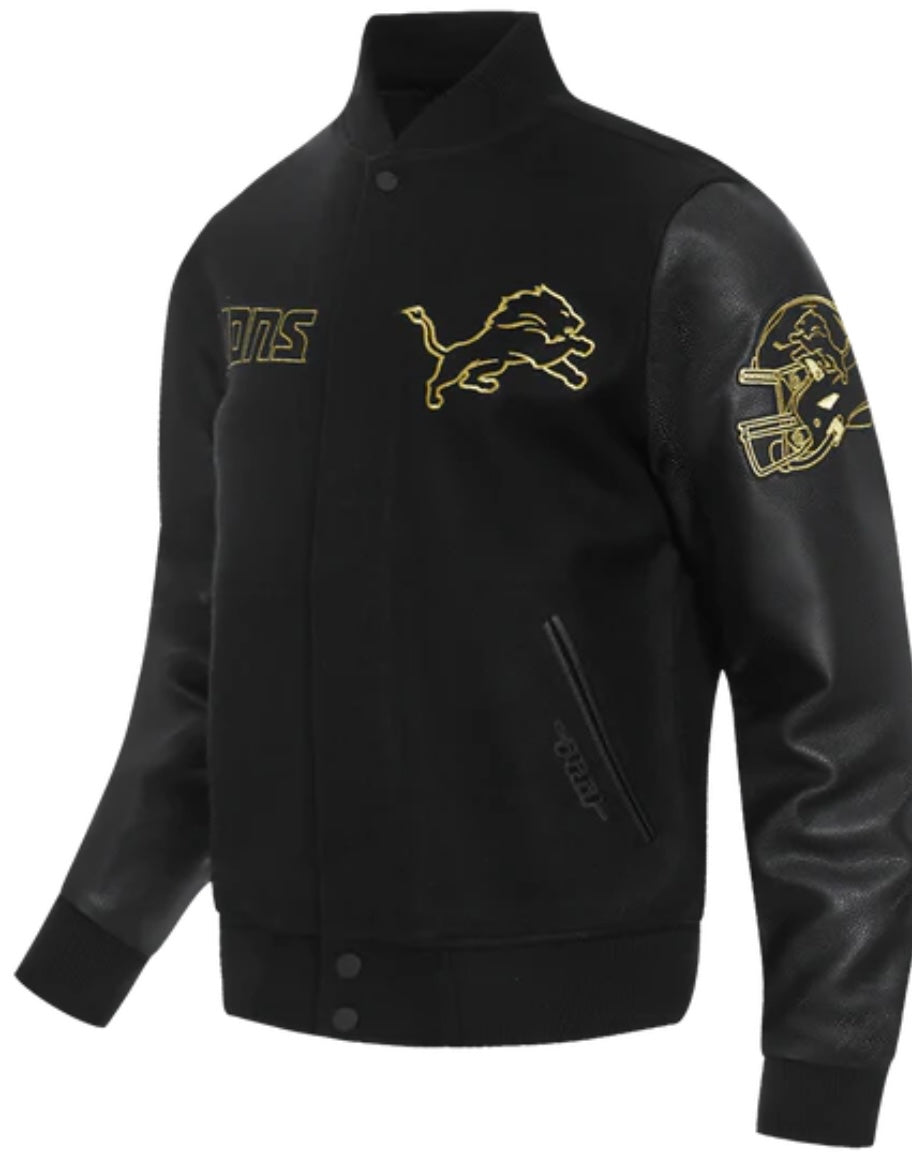 (Pro Standard Detroit Lions Varsity Jacket - Black/Gold