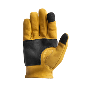Roper DBL Palm Men's Motorcycle Leather Gloves Men's Gloves First Manufacturing Company Yellow Black XS 