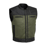 Lowrider Moto Mesh Men's Motorcycle Vest Men's Leather Vest First Manufacturing Company Black Green S 