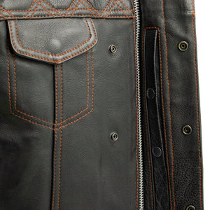 Downside Men's Motorcycle Leather Vest Men's Leather Vest First Manufacturing Company   