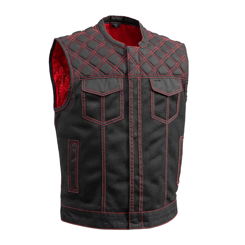 Downside Moto Mesh Men's Motorcycle Vest Men's Leather Vest First Manufacturing Company Red S 