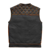 Finish Line - Orange Checker - Men's Motorcycle Leather Vest Men's Leather Vest First Manufacturing Company   