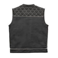 Finish Line - White Checker - Men's Motorcycle Leather Vest Men's Leather Vest First Manufacturing Company   