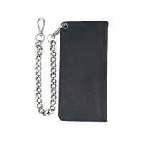 LARGE TRUCKER - Vegetable Tanned Leather Wallet  First Manufacturing Company GUNMETAL BLACK Chrome 