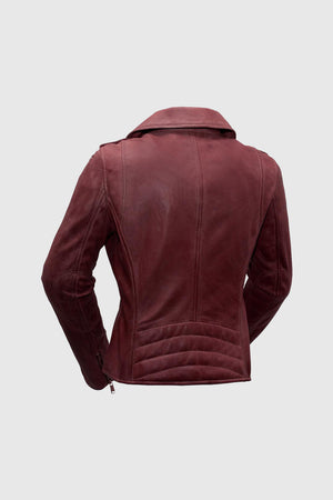 Harper Womens Moto Leather Jacket (Oxblood)