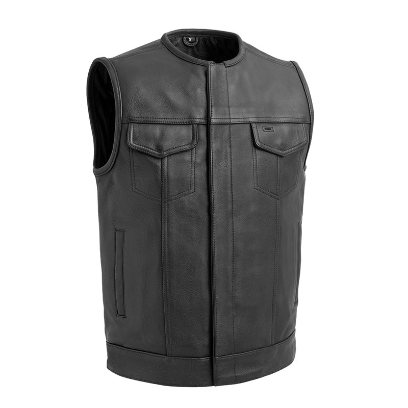 Highside Men's Motorcycle Leather Vest Men's Leather Vest First Manufacturing Company S Black 