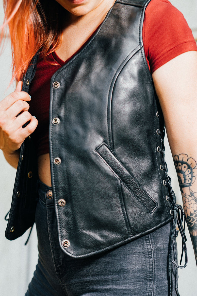 Honey Badger Women's Motorcycle Leather Vest Women's Leather Vest First Manufacturing Company   