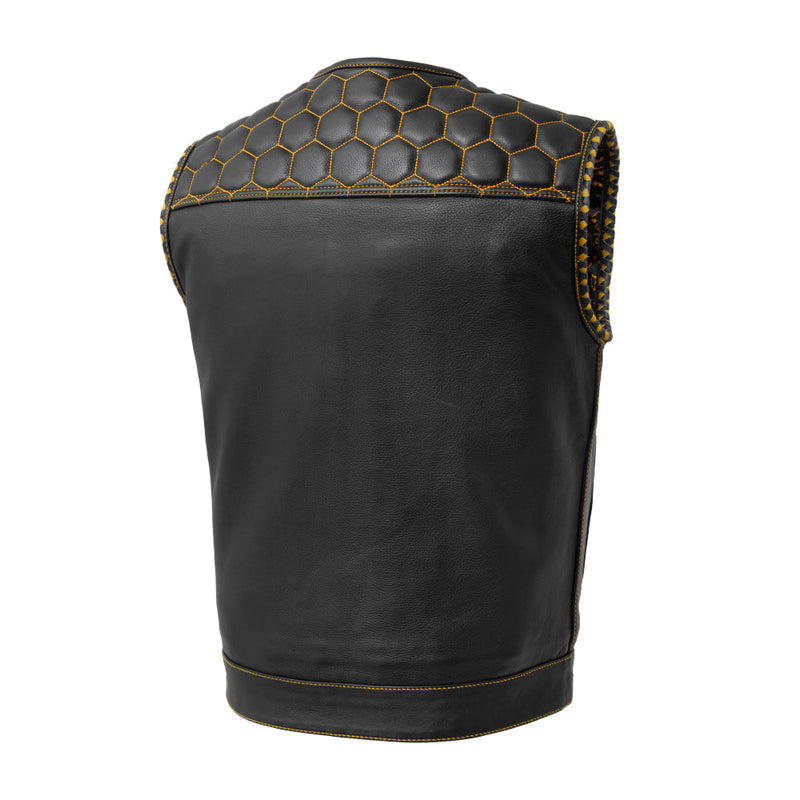 Hornet Men's Club Style Leather Vest - Gold Men's Leather Vest First Manufacturing Company   
