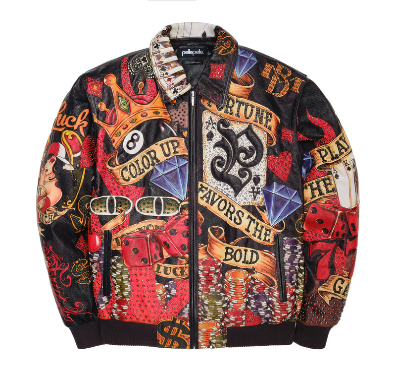 【激レア】pelle pelle スタジャン　ダウン　ブルゾン Pelle Pelle High Roller Casino Jacket - Black – Donna Sacs Online