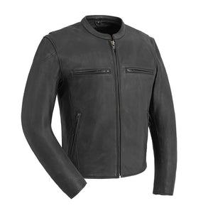 Indy Men's Motorcycle Leather Jacket - Black Men's Leather Jacket First Manufacturing Company S Black 