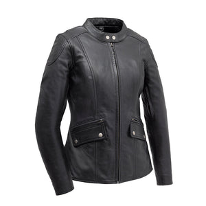 Jewel - Women's Motorcycle Leather Jacket Women's Leather Jacket First Manufacturing Company XS Black 