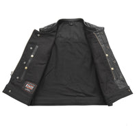 Lowrider Men's Motorcycle Leather/Twill Vest Men's Leather/Twill Vest First Manufacturing Company   