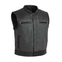 Two Tone Lowrider Perforated Men's Leather Vest Men's Leather Vest First Manufacturing Company Black Grey S 