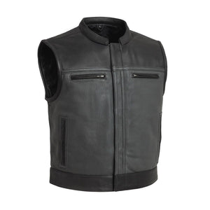 Two Tone Lowrider Perforated Men's Leather Vest Men's Leather Vest First Manufacturing Company Black Grey S 