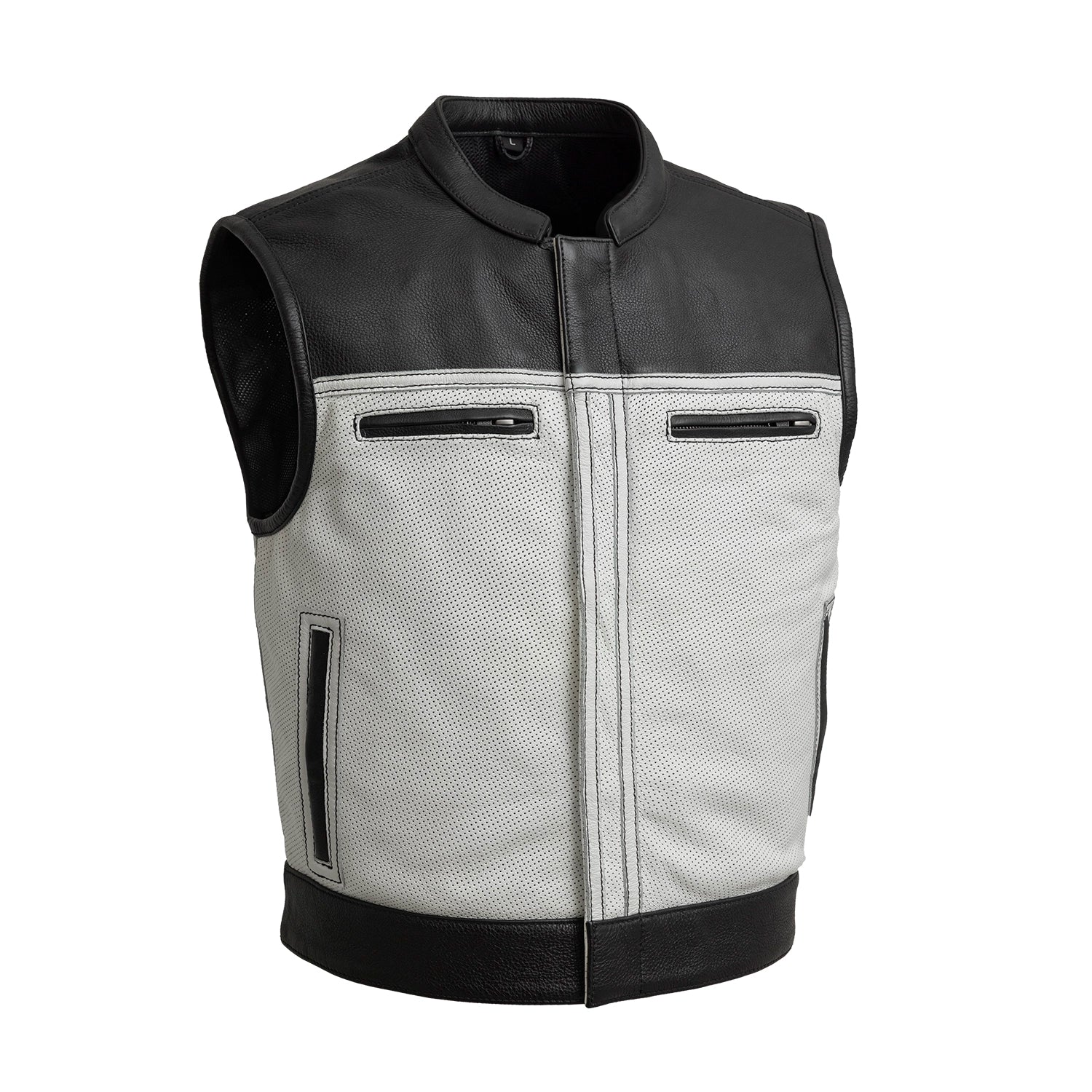 Two Tone Lowrider Perforated Men's Leather Vest – DS Online Two Tone Lowrider Perforated Men's Leather Vest – DS Online