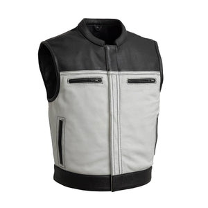 Two Tone Lowrider Perforated Men's Leather Vest Men's Leather Vest First Manufacturing Company Black white S 