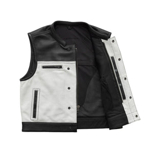 Two Tone Lowrider Perforated Men's Leather Vest Men's Leather Vest First Manufacturing Company   