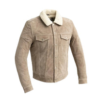 Luke - Men's Faux Shearling Cow Suede Jacket Men's Leather Jacket FMCo Taupe S 