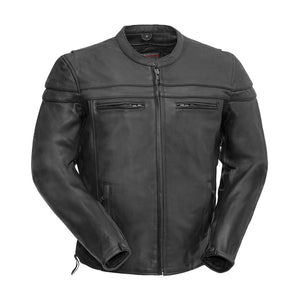 Maverick Men's Motorcycle Leather Jacket Men's Leather Jacket First Manufacturing Company Standard S Black