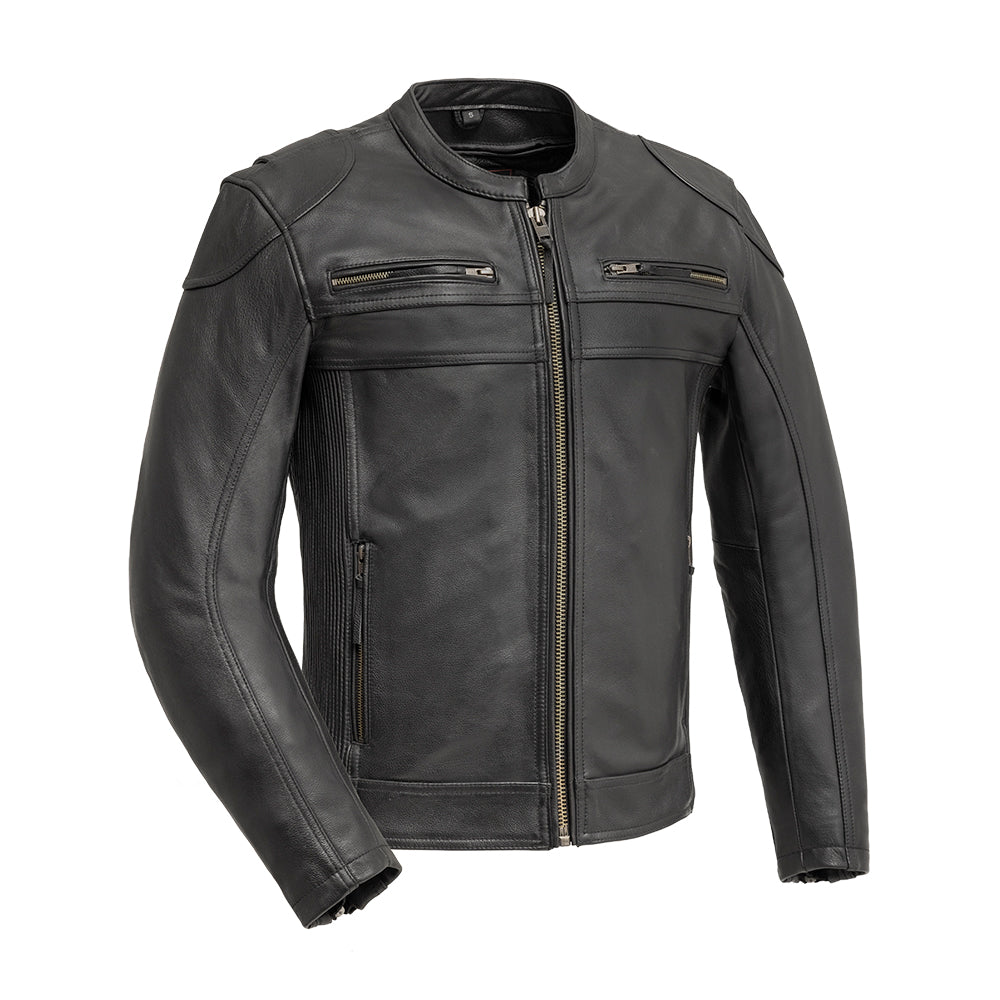 Nemesis Men's Motorcycle Leather Jacket Men's Leather Jacket First Manufacturing Company Black S 