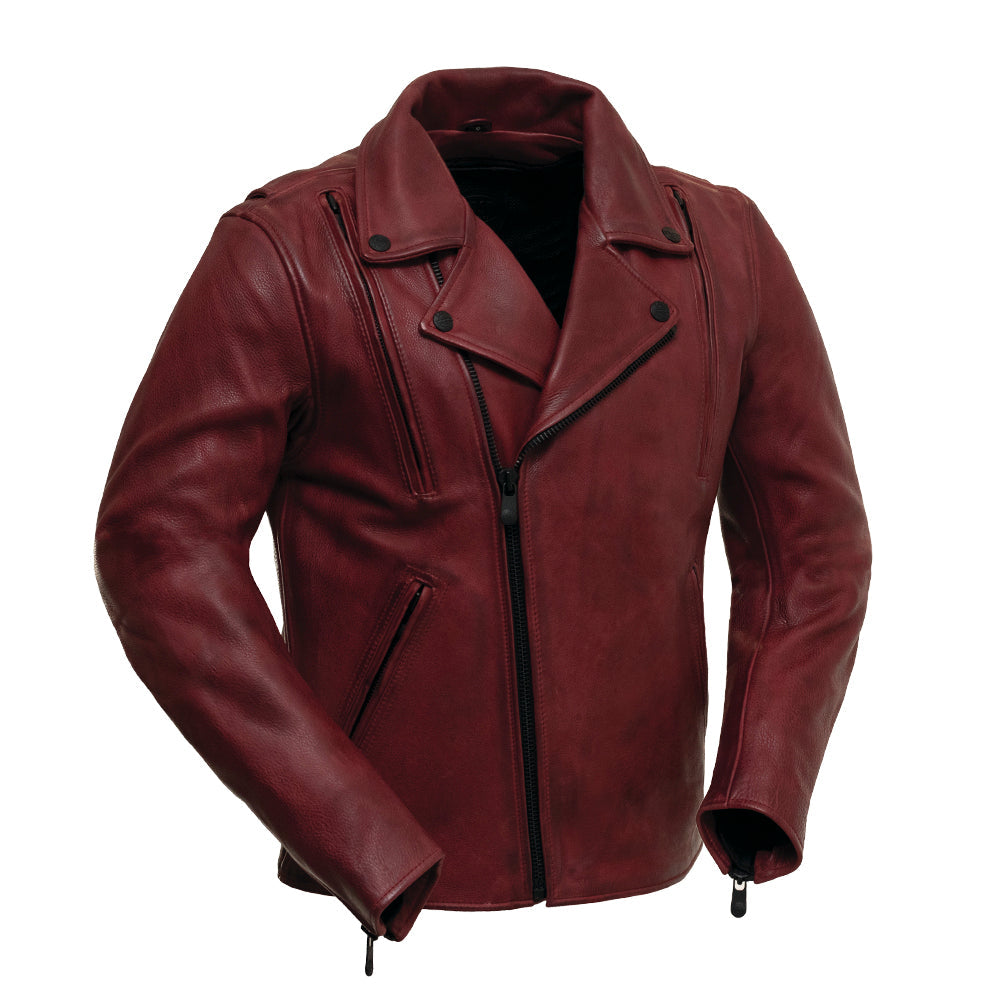 Night Rider Men's Motorcycle Leather Jacket Men's MC Jacket First Manufacturing Company XS Oxblood 