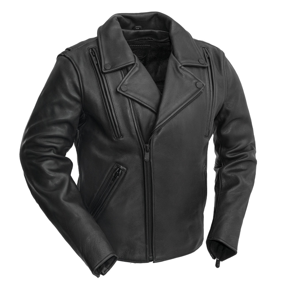 Night Rider Men's Motorcycle Leather Jacket Men's MC Jacket First Manufacturing Company XS Black 