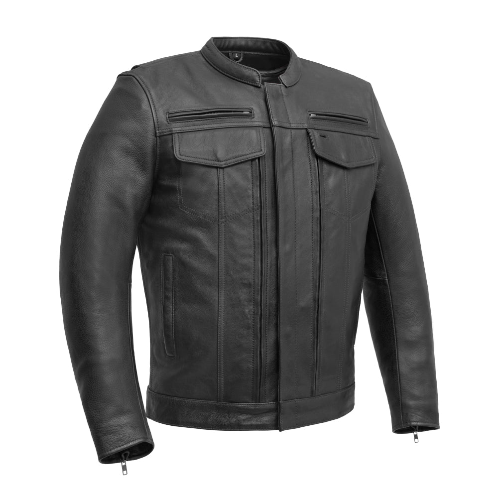 Raider Men's Motorcycle Leather Jacket Men's Leather Jacket First Manufacturing Company Black S 