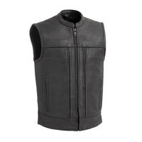 Rampage - Men's Motorcycle Leather Vest Men's Leather Vest First Manufacturing Company S Black 