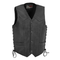 Rancher - Men's Motorcycle Western Style Leather Vest Men's Leather Vest First Manufacturing Company S  