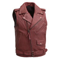 Roller - Men's Motorcycle Leather Vest Men's Leather Vest First Manufacturing Company XS Red 