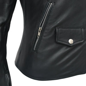 Lennox Basic Moto Style Leather Jacket Women's Fashion Leather Jacket FMCo   