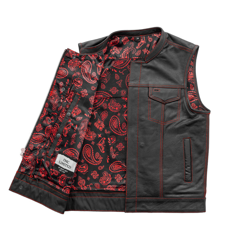 The Cut Men's Motorcycle Leather Vest, Multiple Color Options Men's Leather Vest First Manufacturing Company   