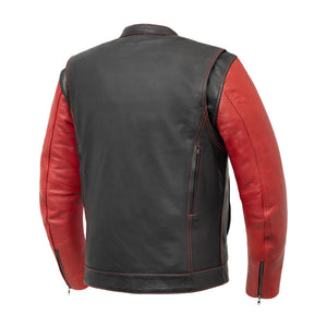Vincent Cafe Style Leather Jacket Red Men's Leather Jacket First Manufacturing Company   