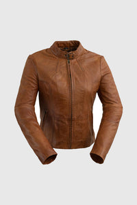 Rexie Fashion Leather Jacket Women's Leather Jacket FMCo Dark Cognac XS 