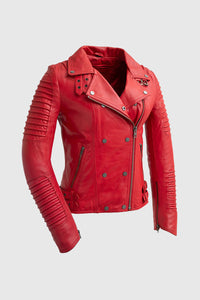 Queens Fashion Lambskin Leather Jacket Women's Jacket FMCo Fire Red XS 