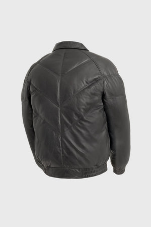 Ezra Mens Puffer Leather Jacket Men's Leather Puffer Jacket Whet Blu NYC   