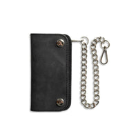 SMALL TRUCKER - Vegetable Tanned Leather Wallet First Manufacturing Company GUNMETAL BLACK Chrome