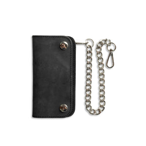 SMALL TRUCKER - Vegetable Tanned Leather Wallet Accessories First Manufacturing Company GUNMETAL BLACK Chrome