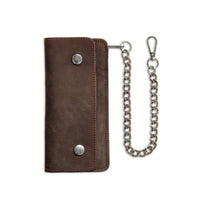 LARGE TRUCKER - Vegetable Tanned Leather Wallet Accessories First Manufacturing Company Dark Brown Chrome