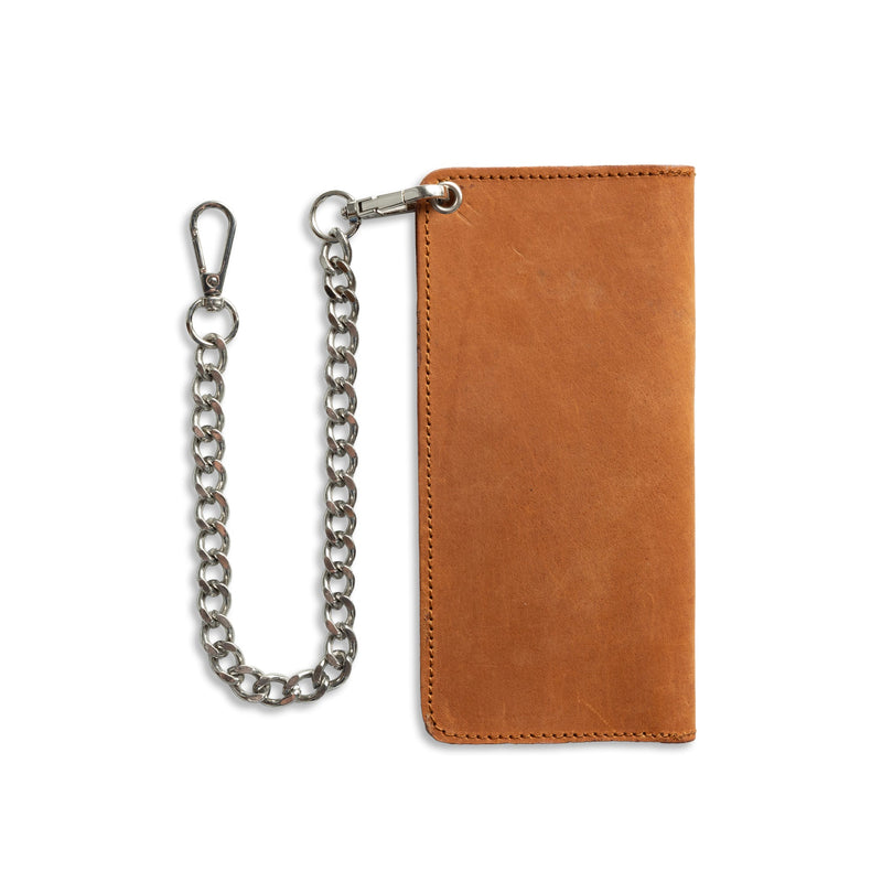 LARGE TRUCKER - Vegetable Tanned Leather Wallet  First Manufacturing Company HERITAGE RUST Chrome 