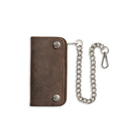 SMALL TRUCKER - Vegetable Tanned Leather Wallet Accessories First Manufacturing Company Dark Brown Chrome