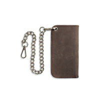 SMALL TRUCKER - Vegetable Tanned Leather Wallet  First Manufacturing Company Dark Brown Chrome 